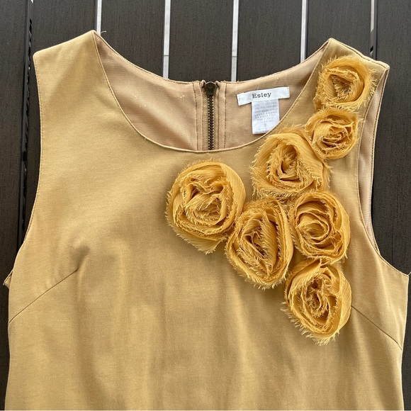 VINTAGE RETRO 70s ESLEY 3-D ROSE APPLIQUE SHEATH MINI DRESS!! - Picture 2 of 9